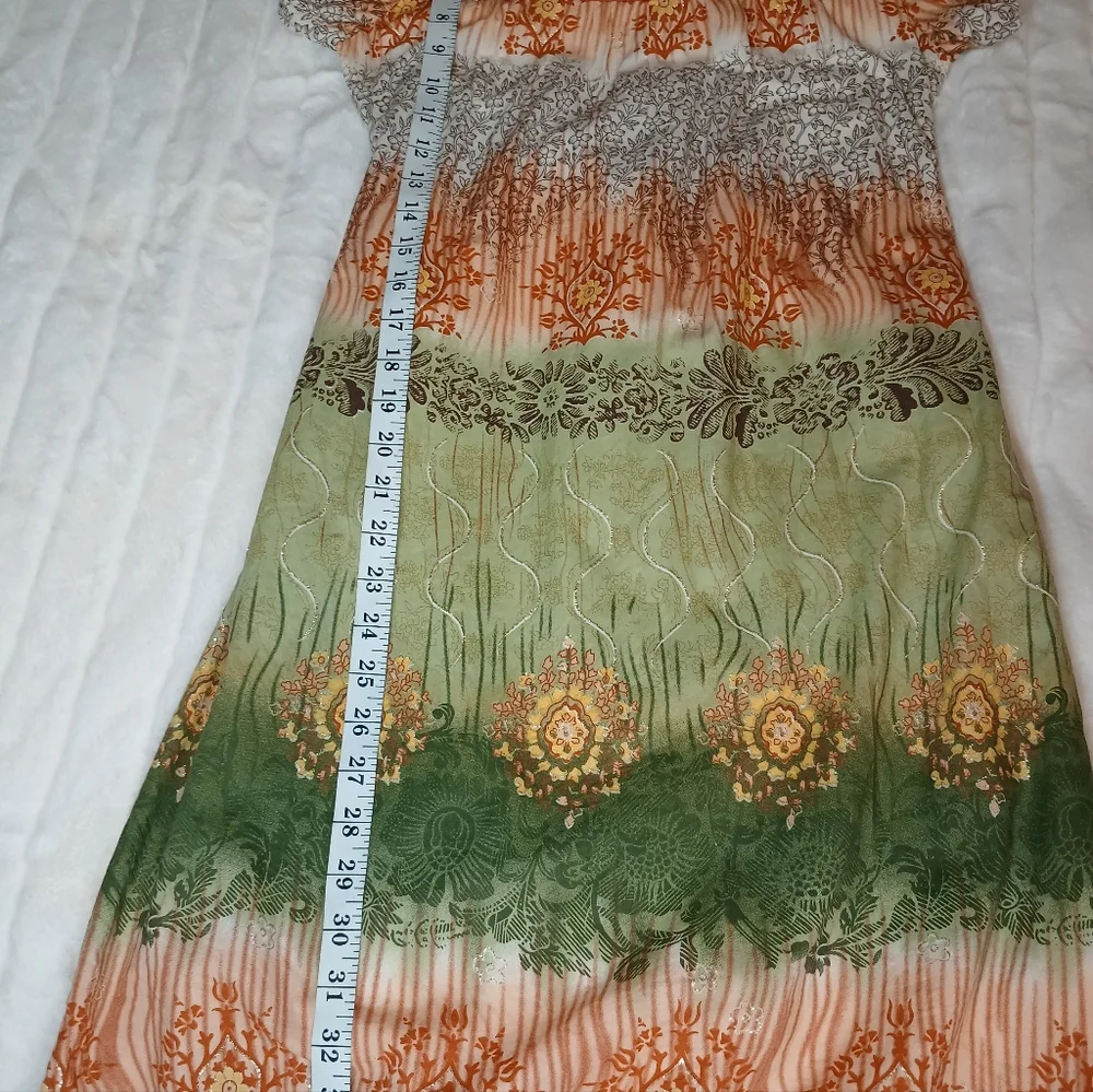 Aryeh Multicolor Boho Print Dress | Square Neck, Puff Sleeve | Size S - Picture 8 of 15